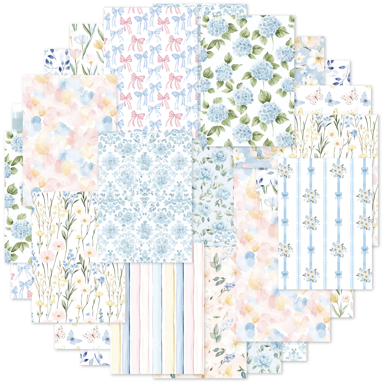 Phone Accessories Background - Etori Life Misty Blue Floral 30Pcs