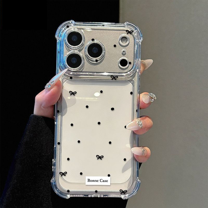 Phone Accessories Box Set - Cute Polka Dot Bow Clear Phone