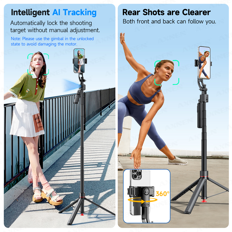 TT07 AI Face Tracking Gimbal 6 - Selfie Stick Tripod recensione e prezzo
