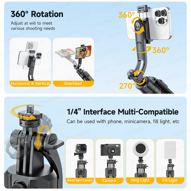 TT07 AI Face Tracking Gimbal 6 - Selfie Stick Tripod recensione e prezzo