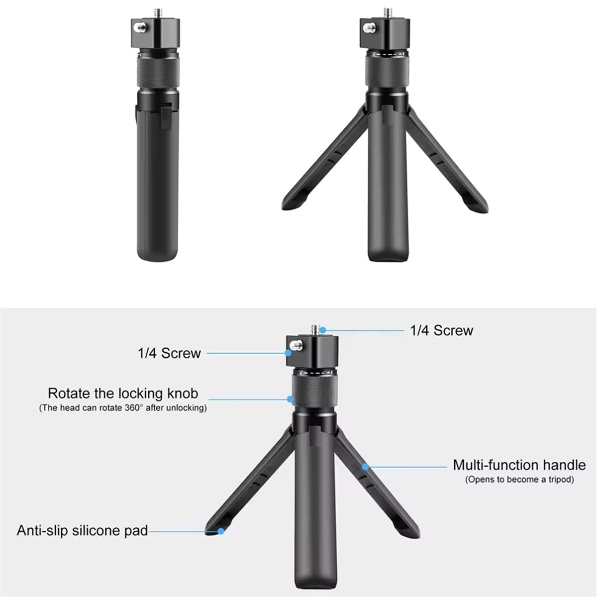 N05R Rotary Handle Desktop Tri - Selfie Stick Tripod recensione e prezzo